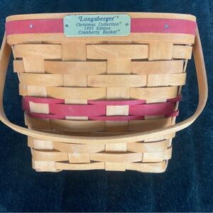 Vintage Authentic Longaberger 1999 Cranberry Basket with Swing Handles